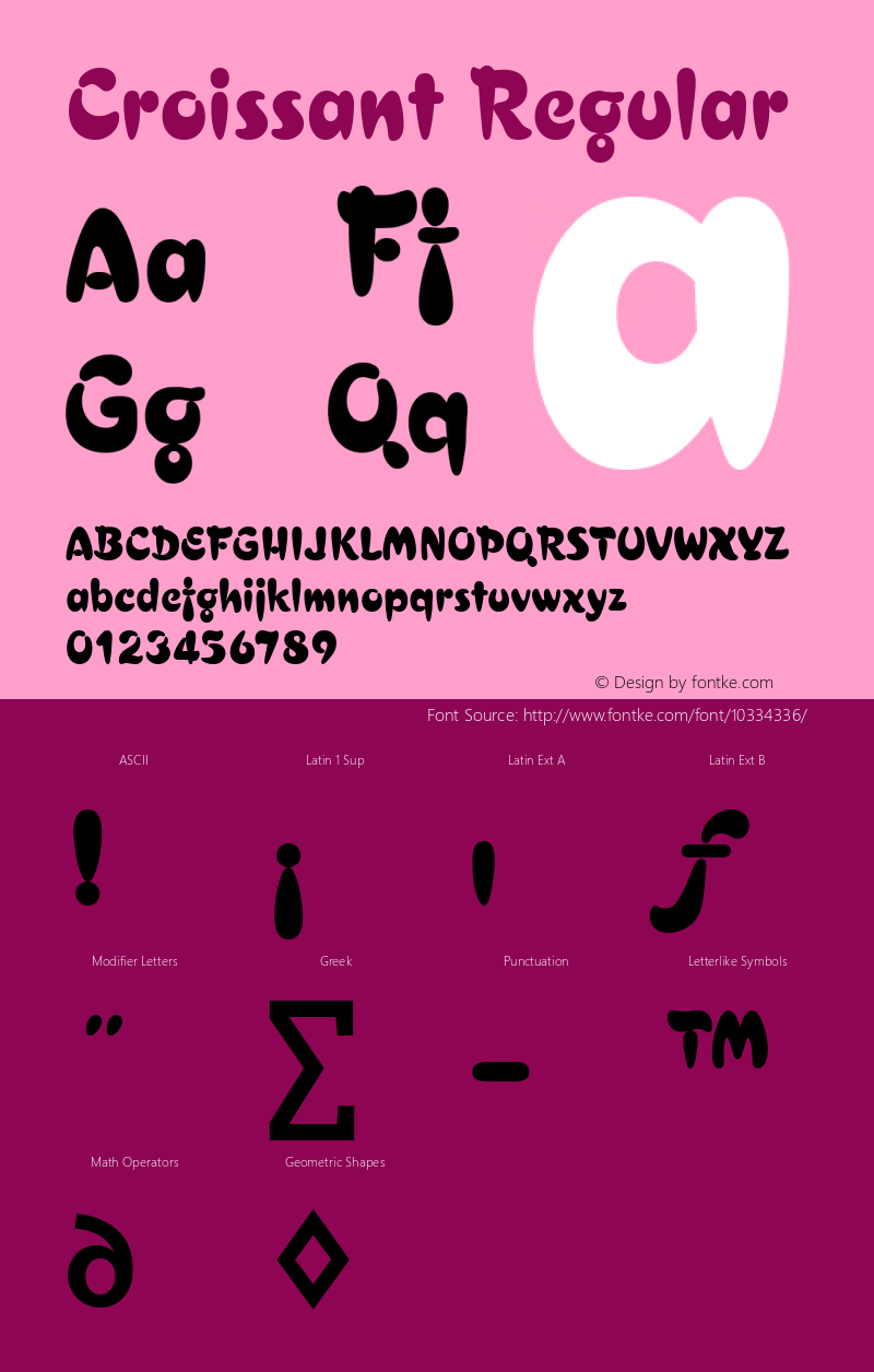 Croissant Regular Altsys Fontographer 3.5  4/10/93 Font Sample