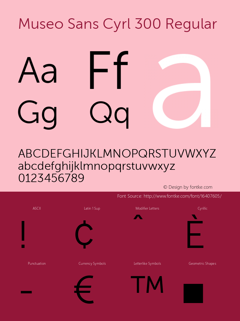 Museo Sans Cyrl 300 Regular Version 1.023 Font Sample