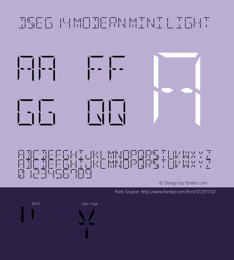 DSEG14 Modern Mini Light Version 0.2 Font Sample