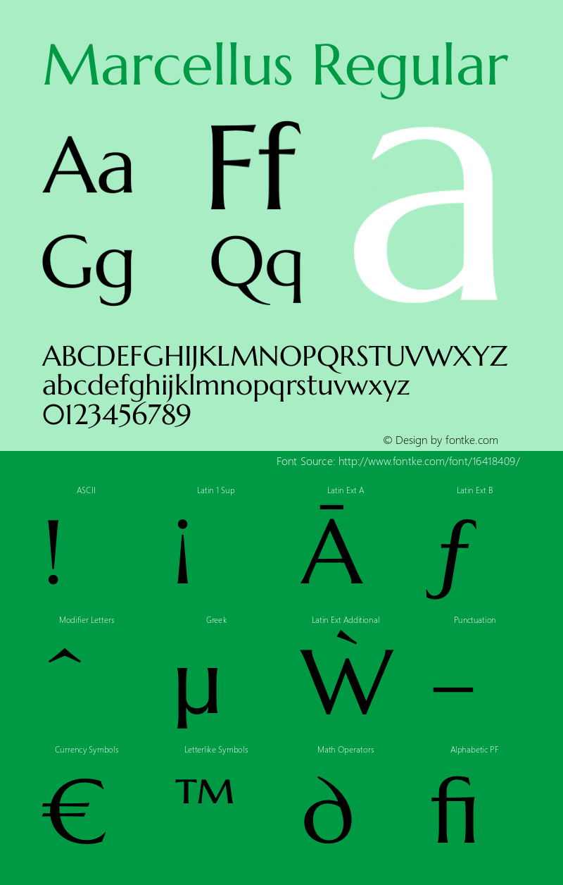 Marcellus Regular Version 1.000 Font Sample