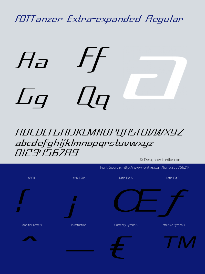 FOTTanzer-ExtraexpandedRegular Version 1.000 Font Sample