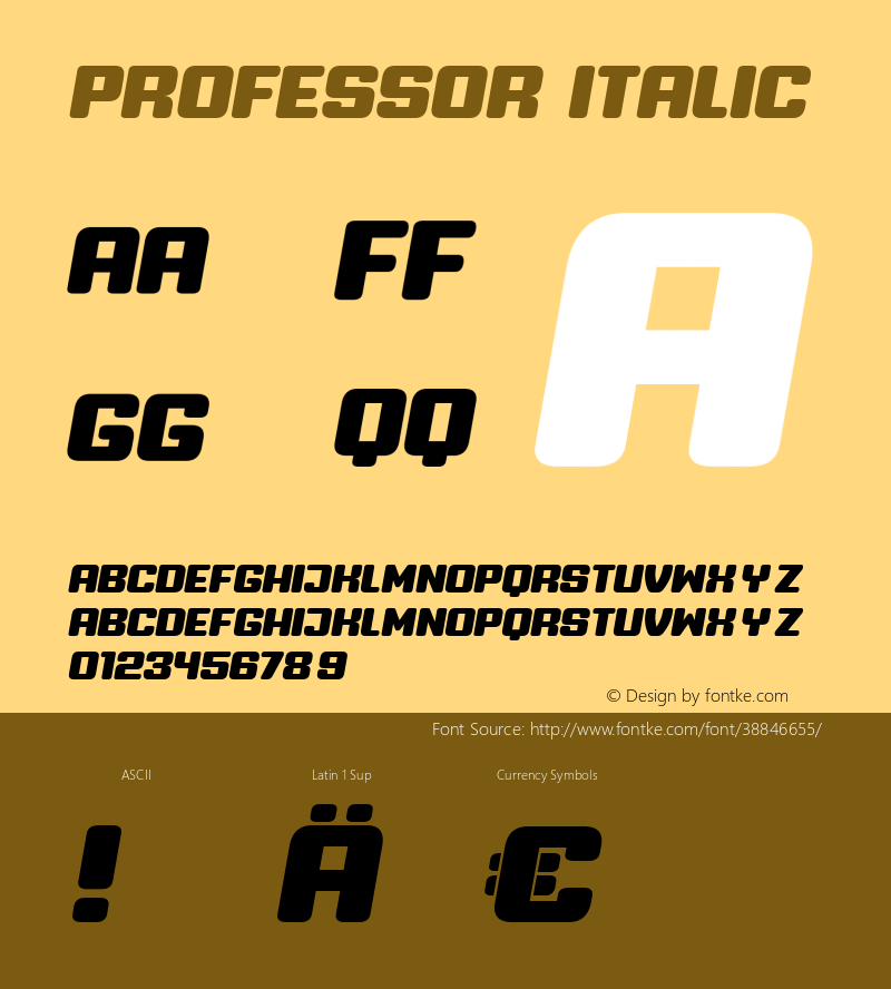 Professor Italic Version 1.000 Font Sample