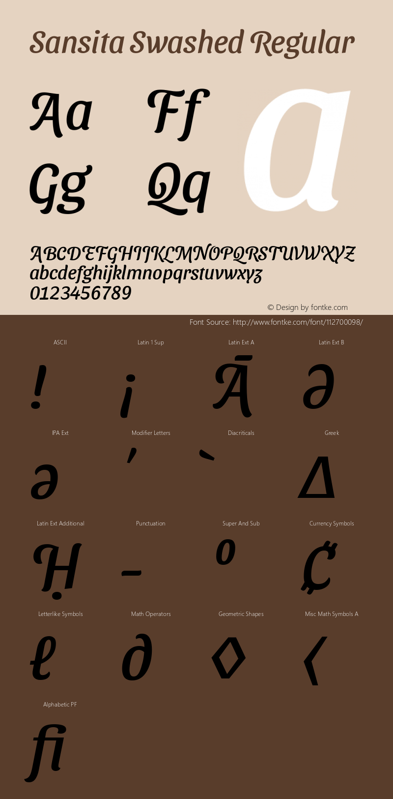 Sansita Swashed Regular Version 1.003; ttfautohint (v1.8.3) Font Sample