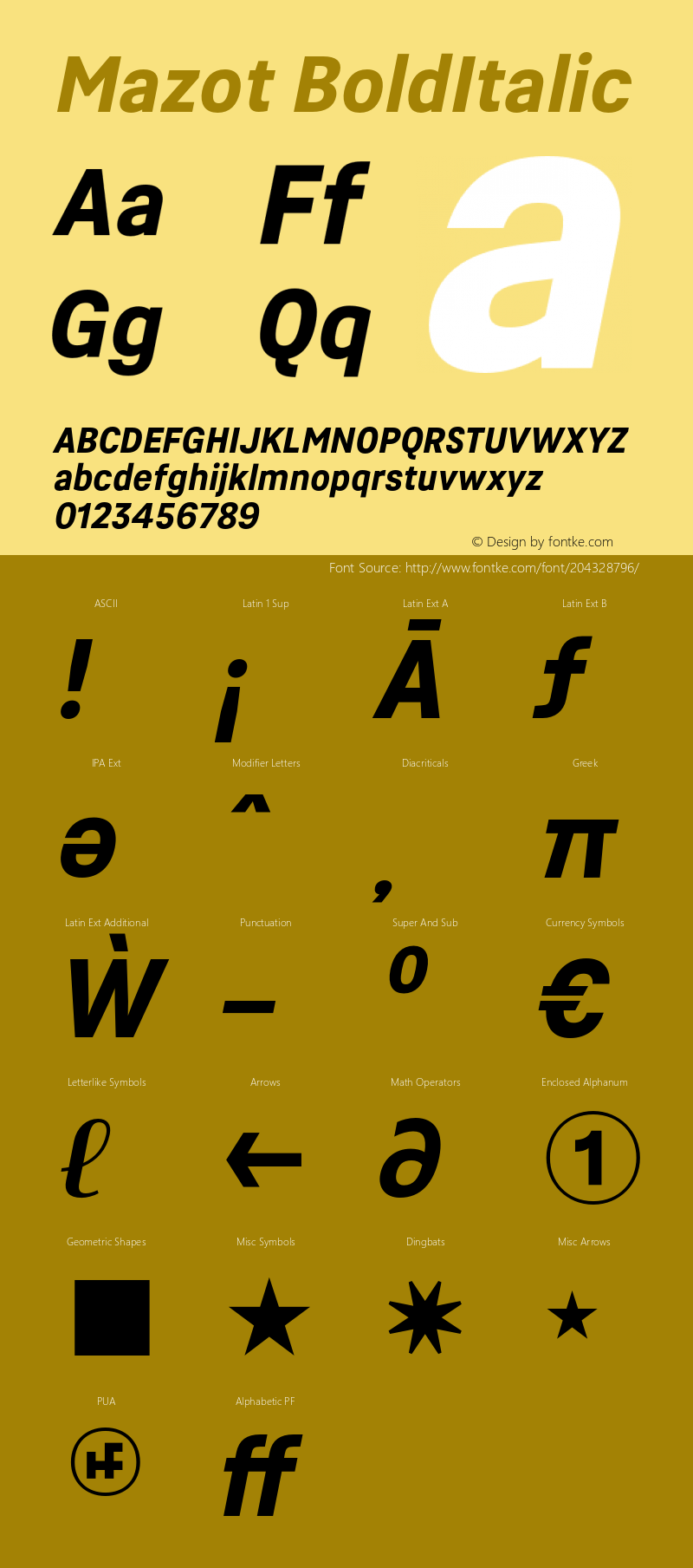 Mazot Bold Italic Version 1.0图片样张