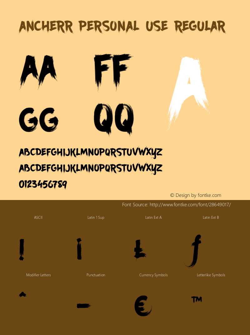 Ancherr Personal Use Regular Version 1.000 Font Sample