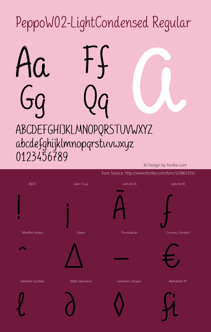 Peppo W02 Light Condensed Version 2.00 Font Sample