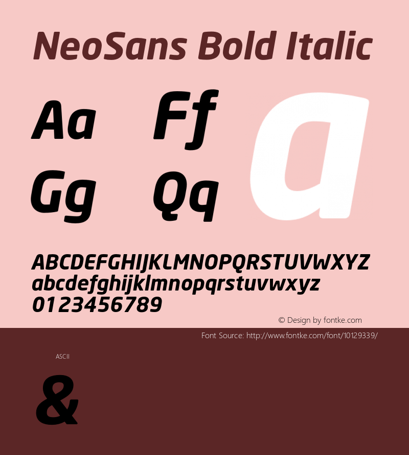 NeoSans Bold Italic Version 1.000;PS 001.001;hotconv 1.0.38 Font Sample