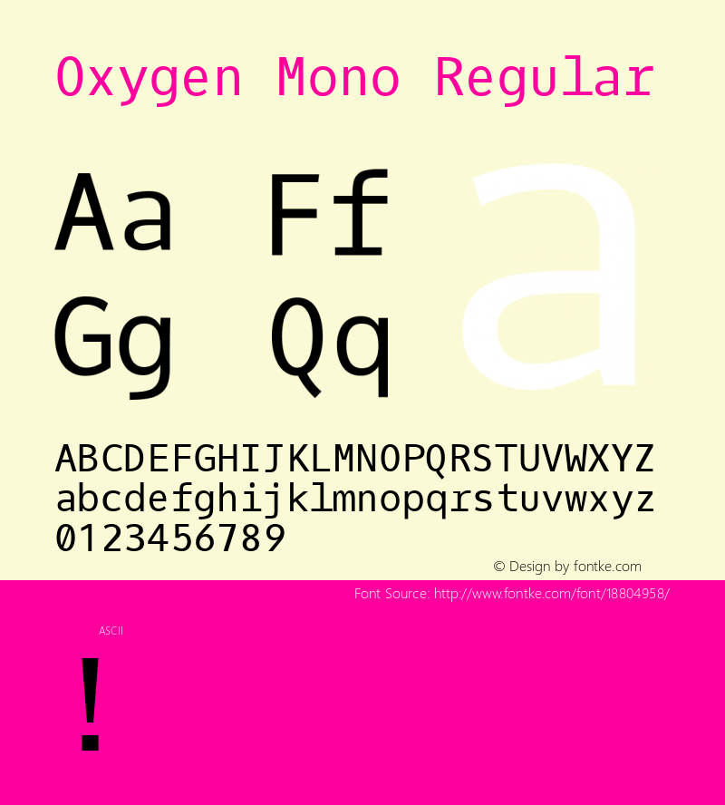 Oxygen Mono Regular Version 1.000; ttfautohint (v1.4.1) Font Sample