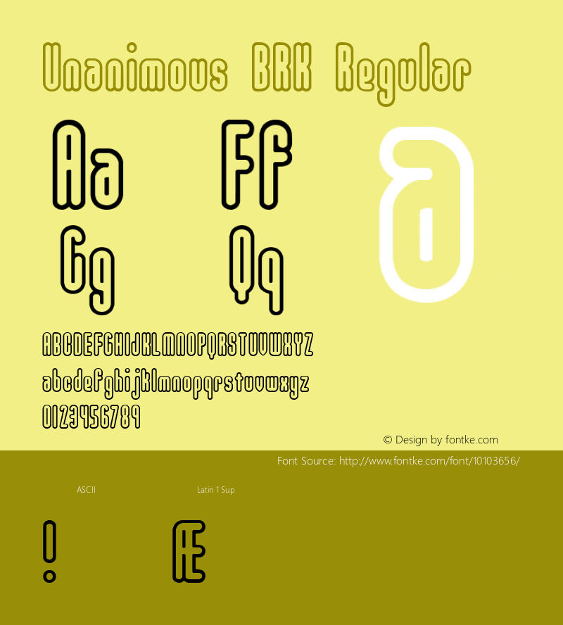 Unanimous BRK Regular Version 1.23 Font Sample