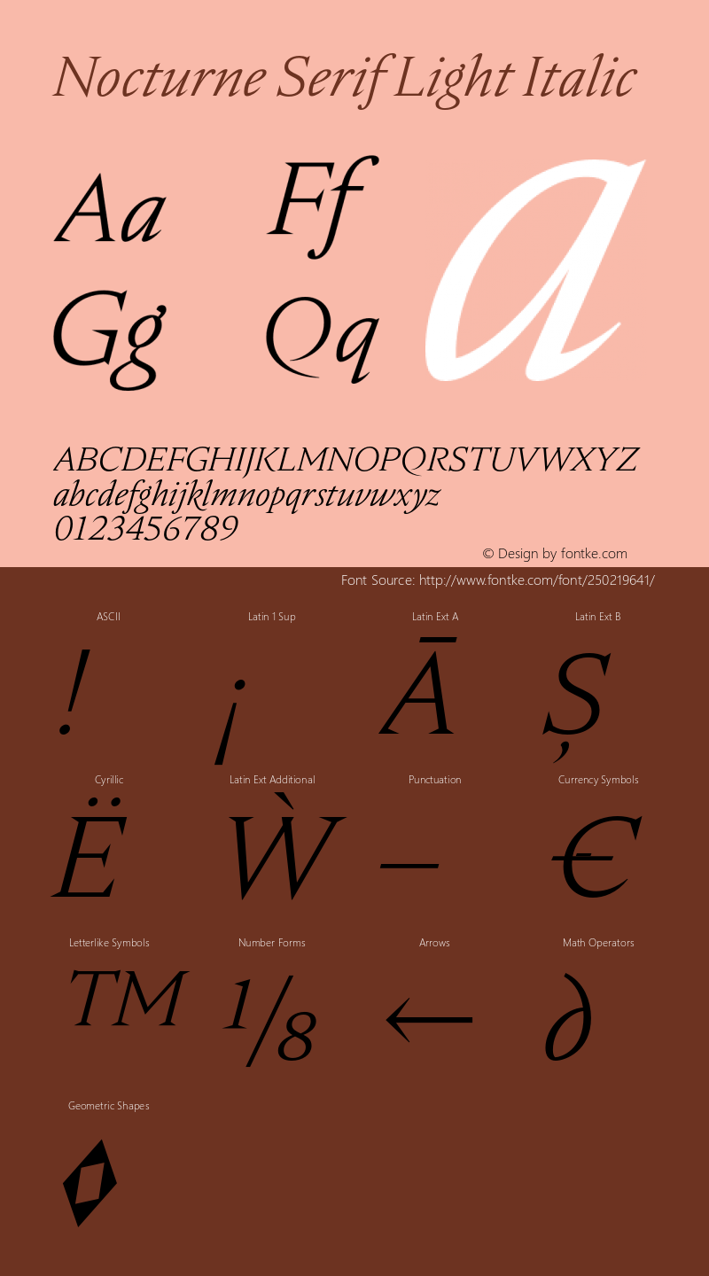 Nocturne Serif Light Italic Version 1.000;PS 001.000;hotconv 1.0.88;makeotf.lib2.5.64775图片样张