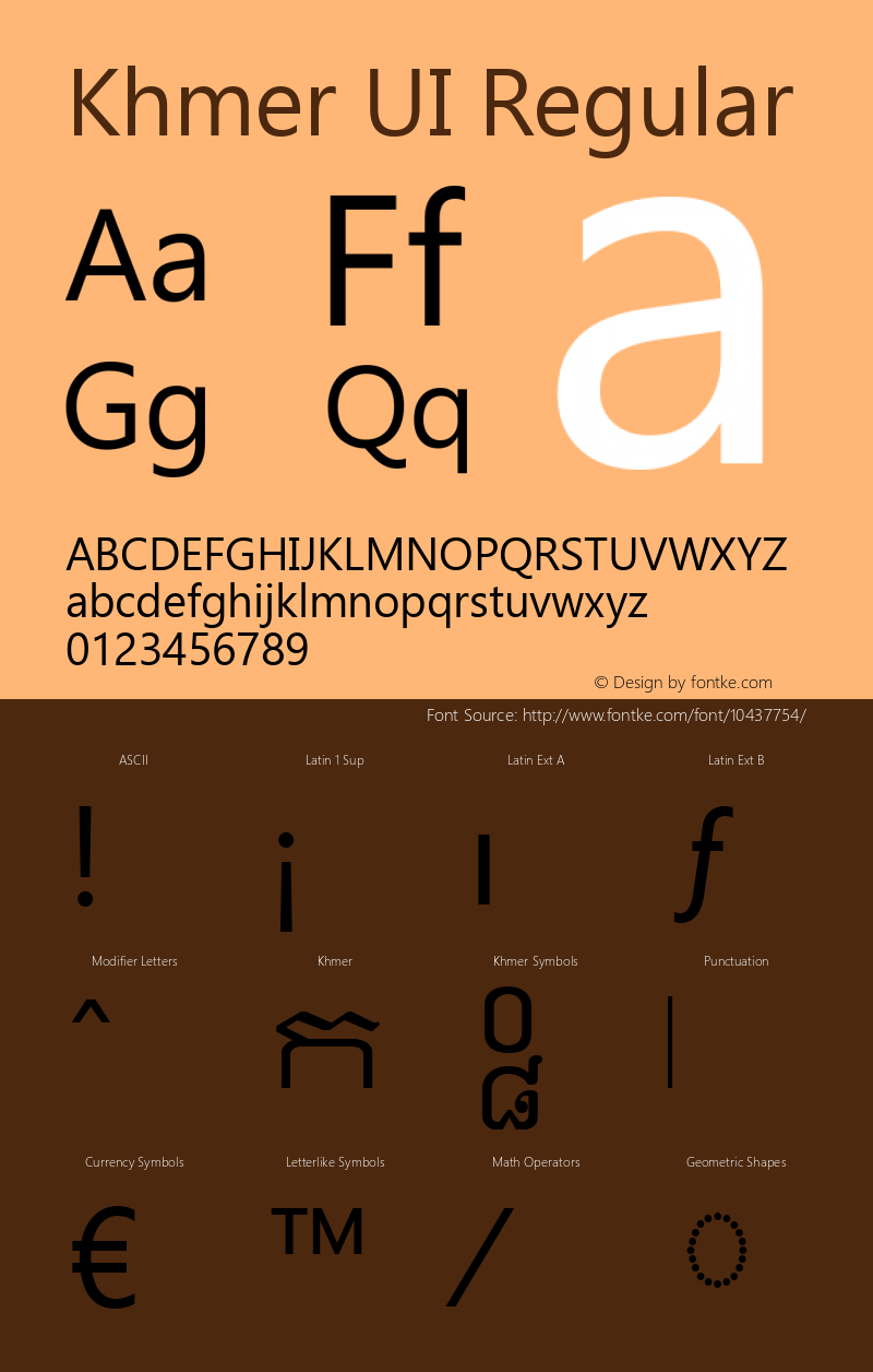 Khmer UI Regular Version 5.02 Font Sample