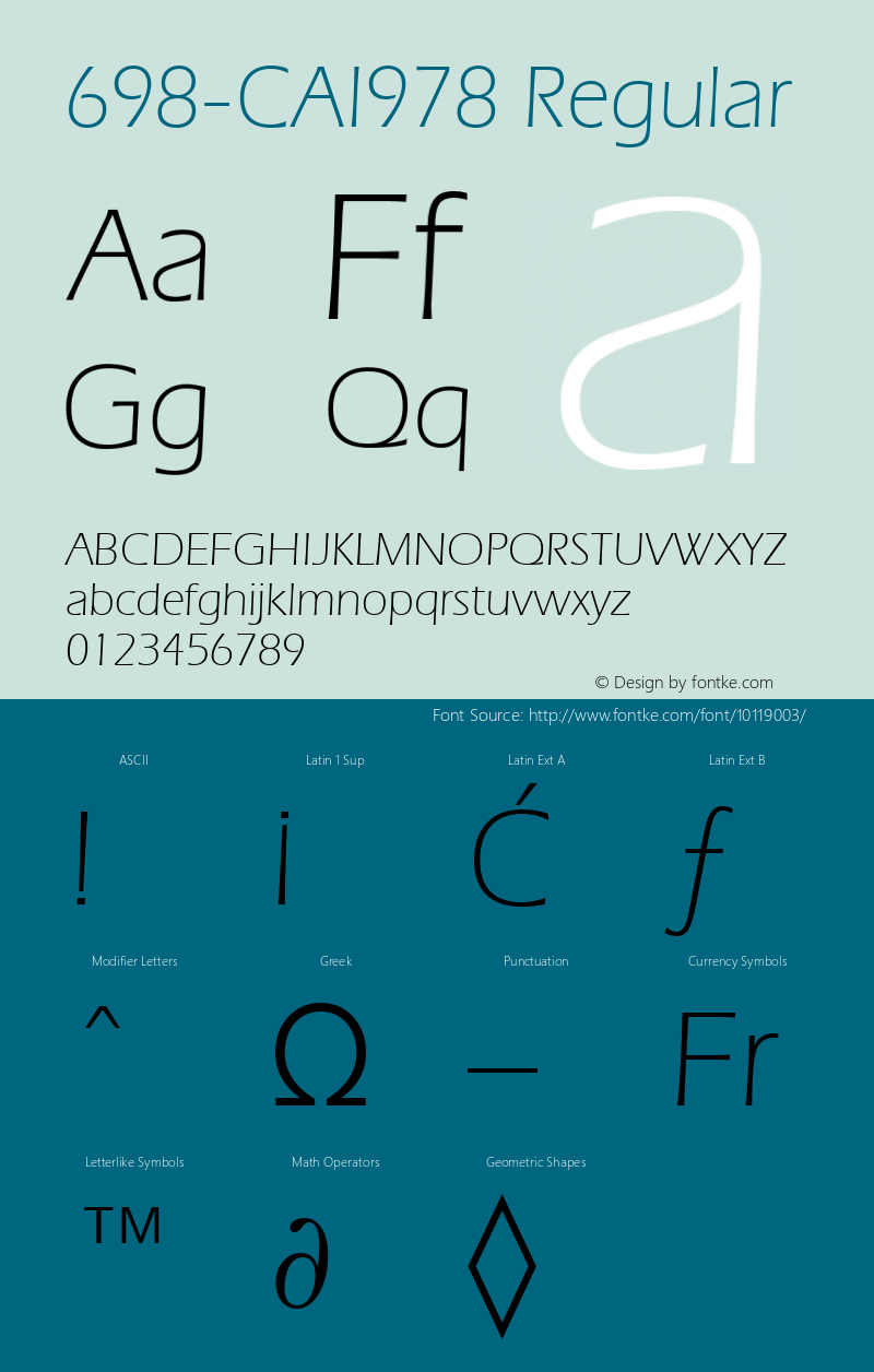 698-CAI978 Regular Version 1.00 January 3, 1999, initial release Font Sample