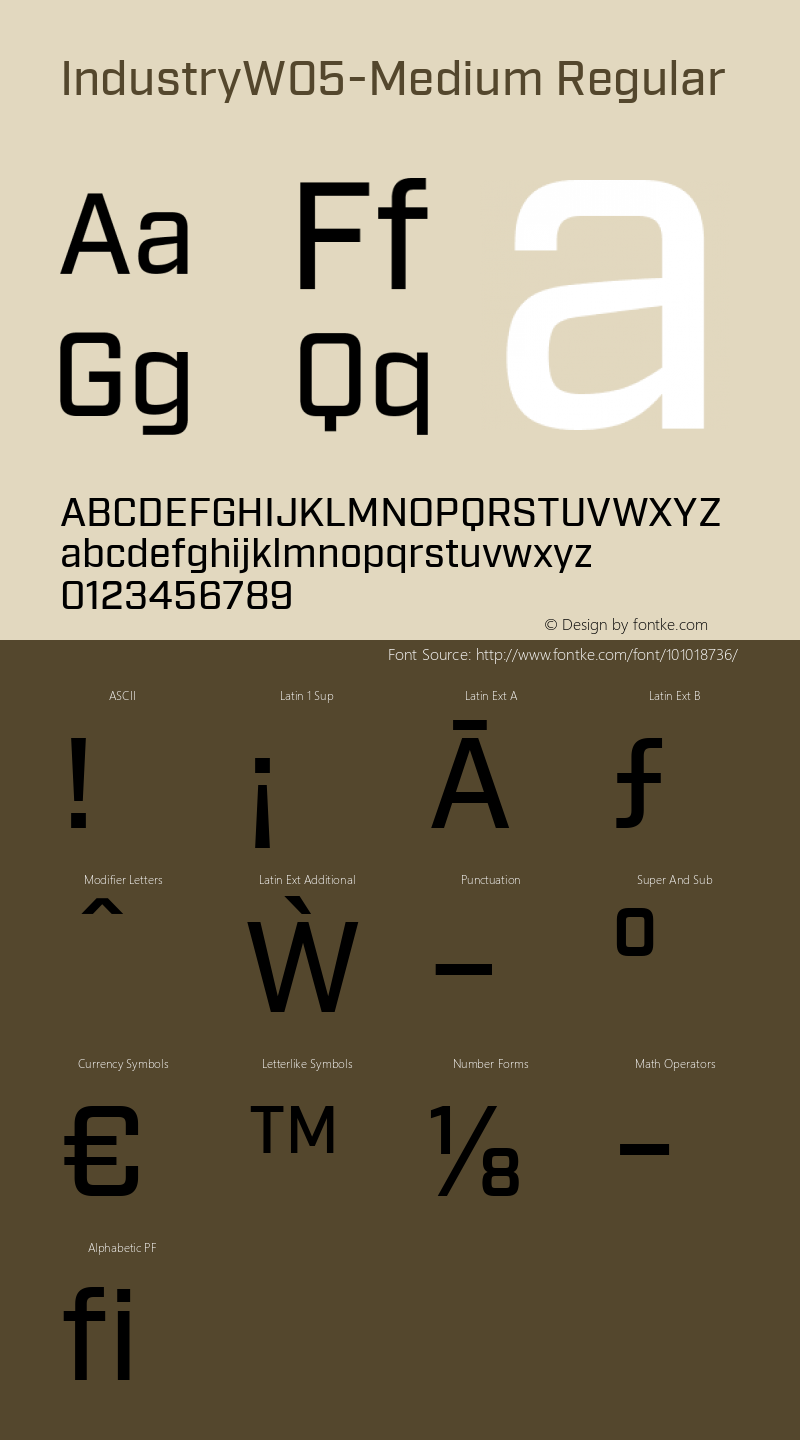 Industry W05 Medium Version 2.20 Font Sample