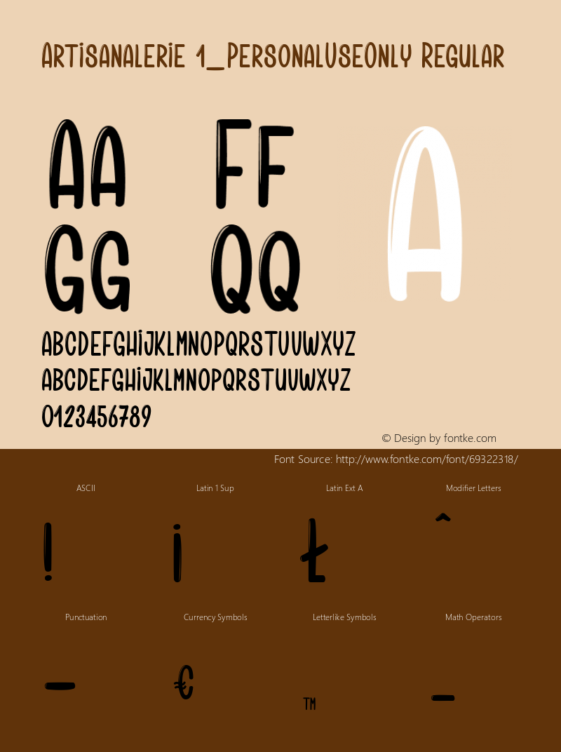 Artisanalerie 1_PersonalUseOnly Version 1.000 2020 initial release Font Sample