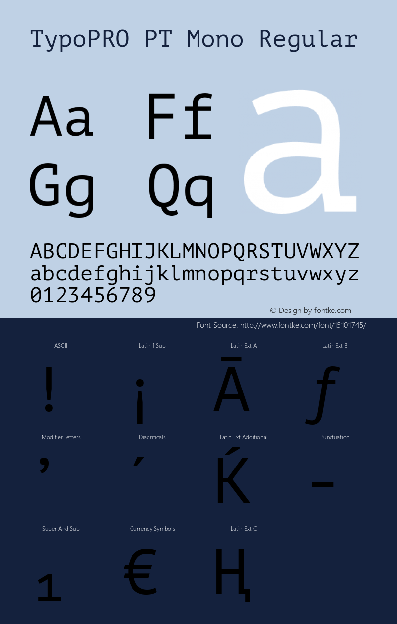 TypoPRO PT Mono Regular Version 1.003 Font Sample