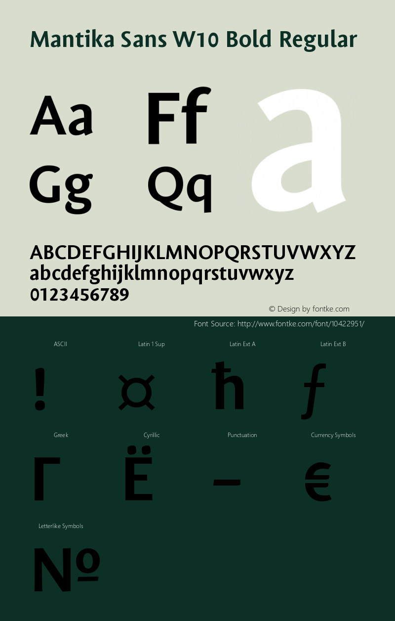 Mantika Sans W10 Bold Regular Version 1.00 Font Sample