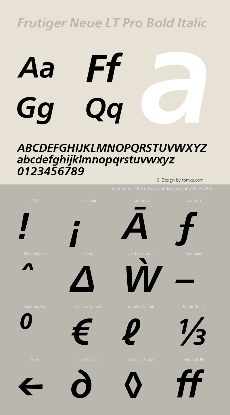 FrutigerNeueLTPro-BoldIt Version 1.000;PS 001.000;hotconv 1.0.38 Font Sample