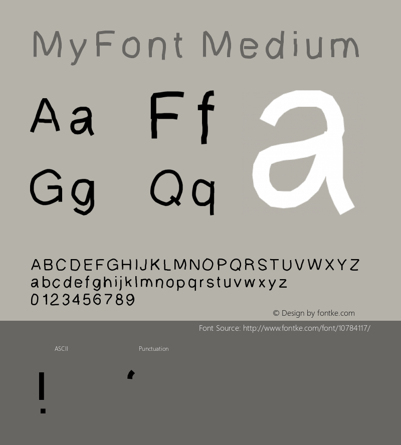 MyFont Medium Version 001.000 Font Sample