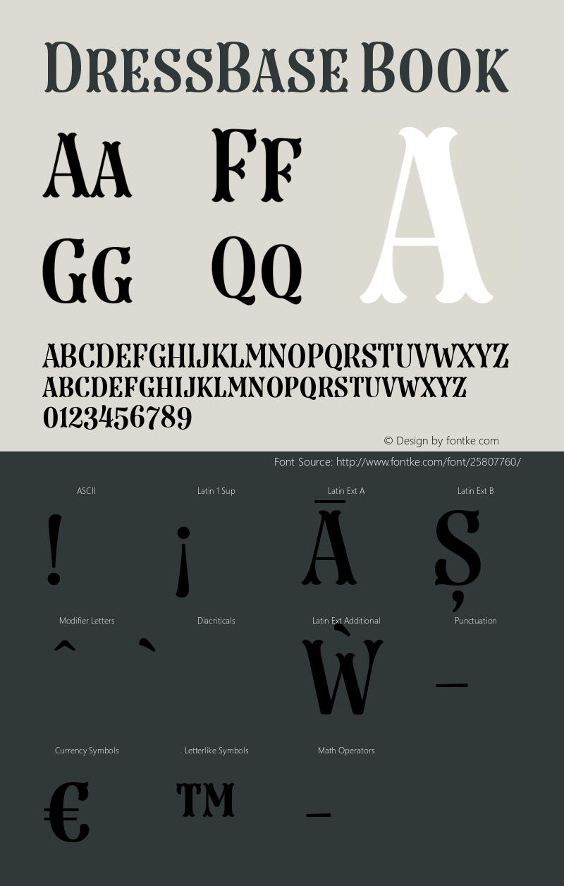 DressBase Version 1.0 Font Sample