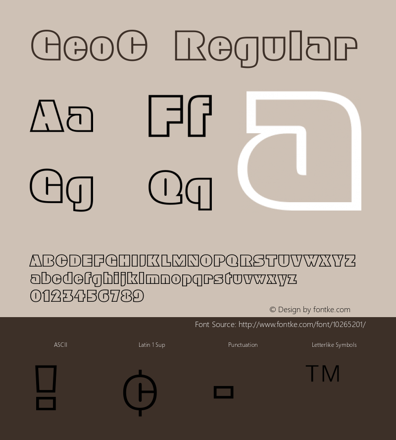 GeoC Regular Macromedia Fontographer 4.1 23.06.97 Font Sample