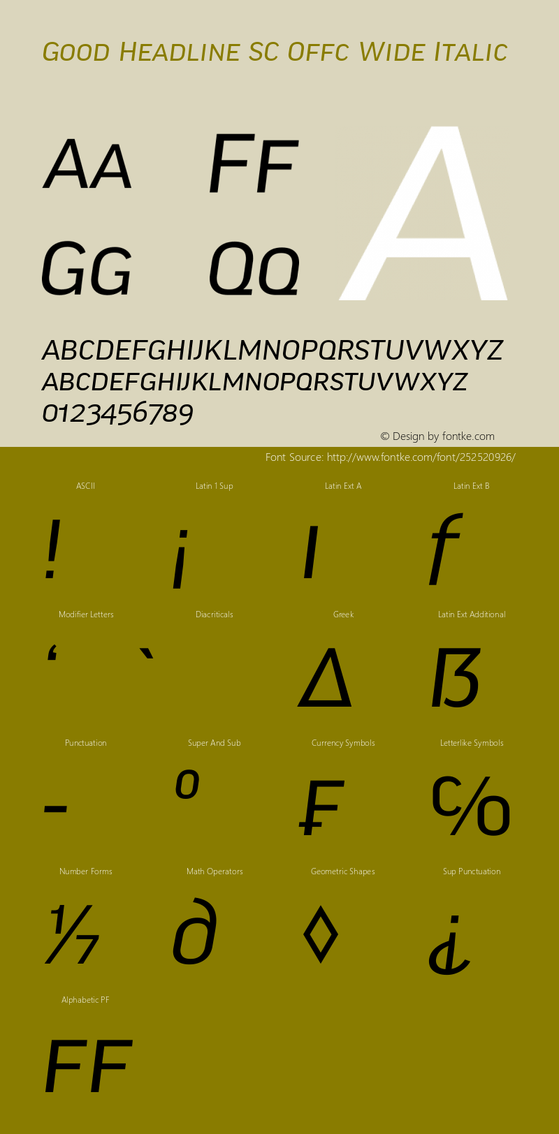 Good Head SC Offc Wide Italic Version 7.504; 2014; Build 1021图片样张