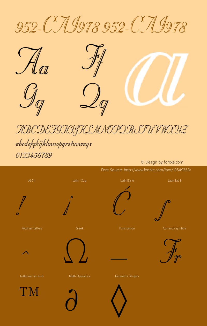 952-CAI978 952-CAI978 Version 3.0 Font Sample