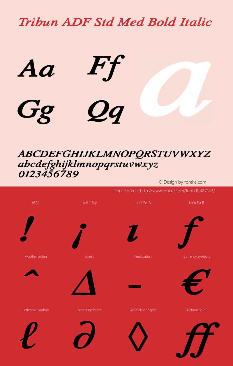 Tribun ADF Std Med Bold Italic Version 1.017;FFEdit Font Sample