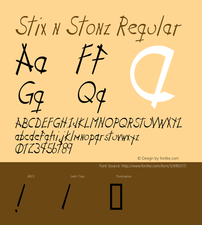 Stix n Stonz Regular 3.0 - 8/01/99 Font Sample
