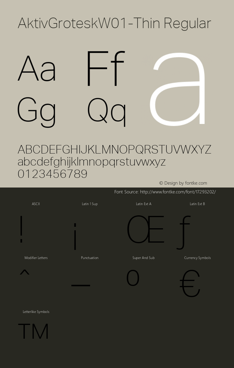 AktivGroteskW01-Thin Regular Version 1.13 Font Sample