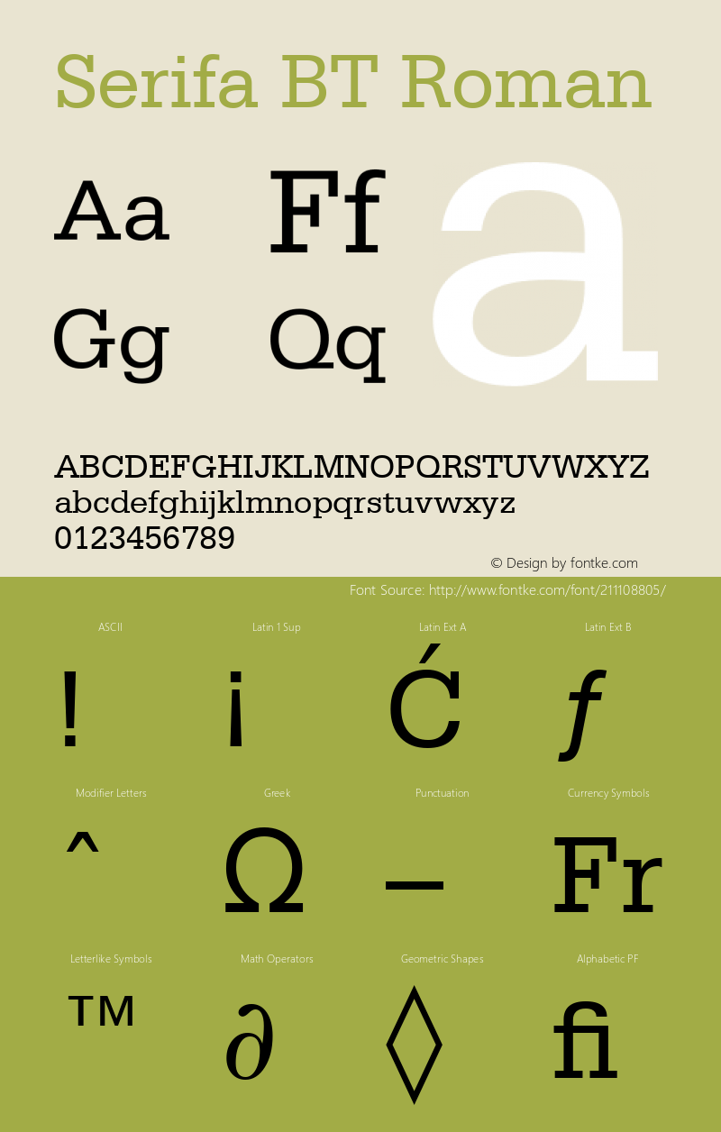 Serifa BT Roman Version 1.01 emb4-OT图片样张