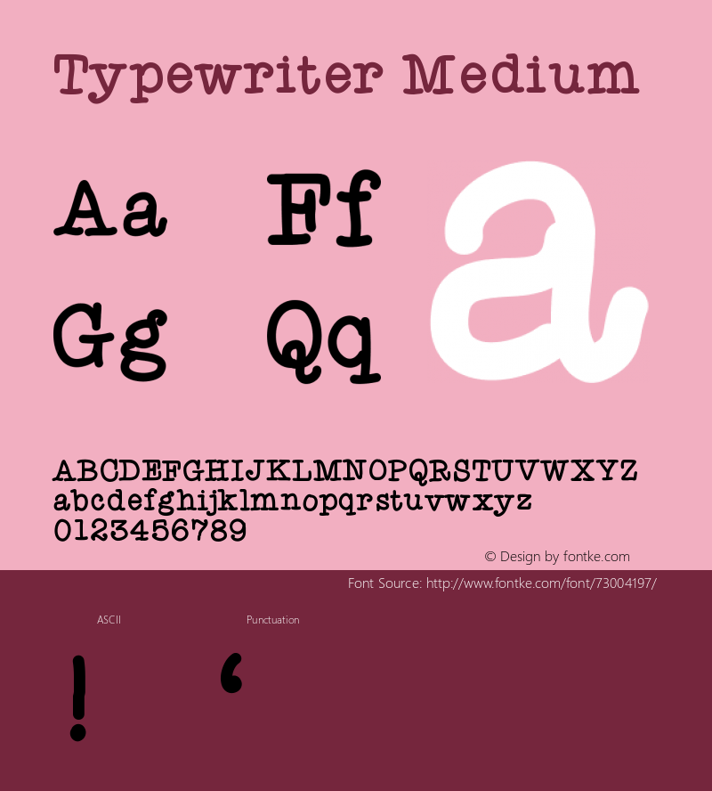 Typewriter Version 001.000 Font Sample