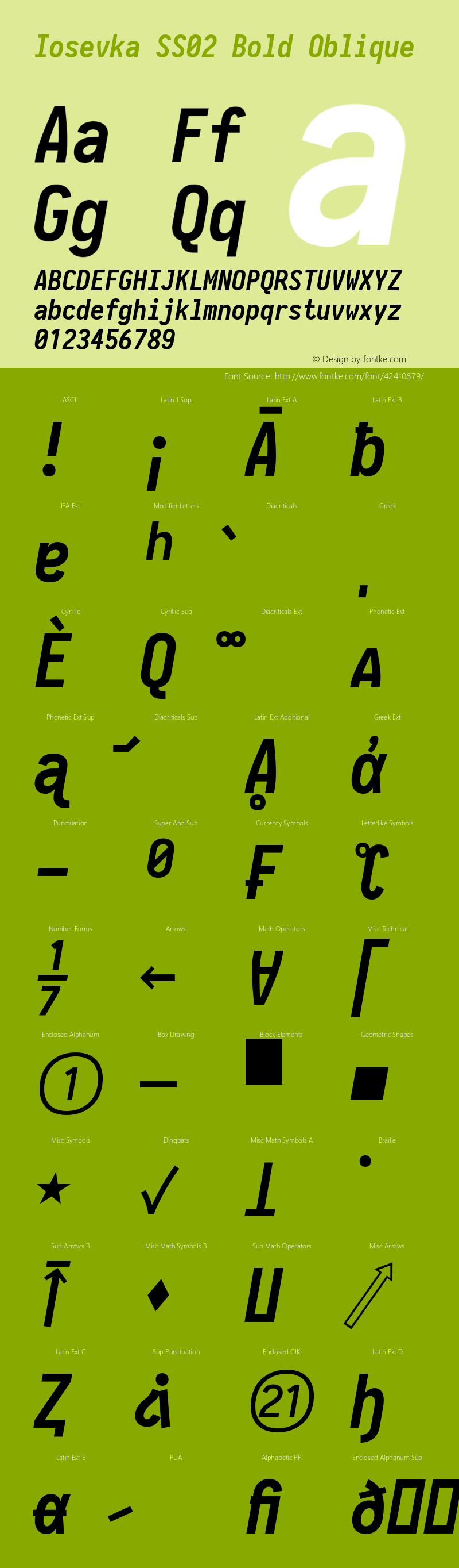 Iosevka SS02 Bold Oblique 2.3.2; ttfautohint (v1.8.3) Font Sample