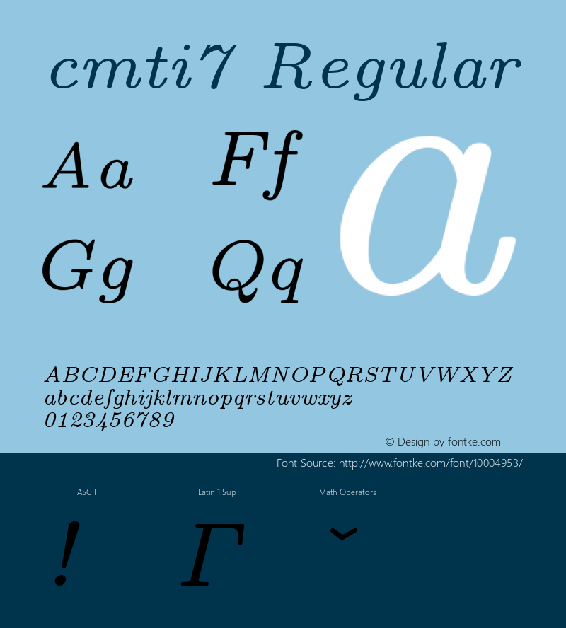 cmti7 Regular 1.1/12-Nov-94 Font Sample