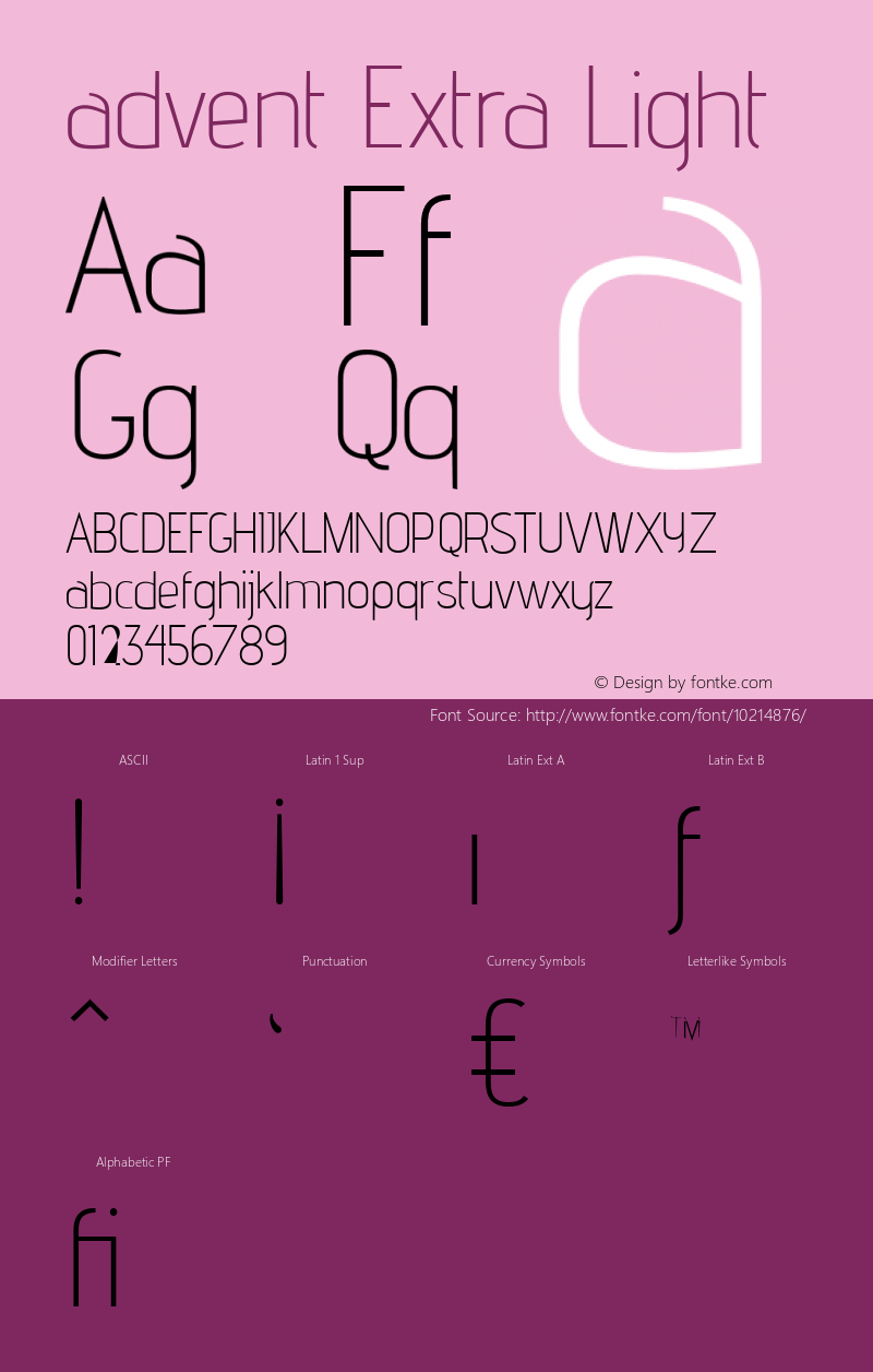 advent Extra Light Version 002.008 Font Sample