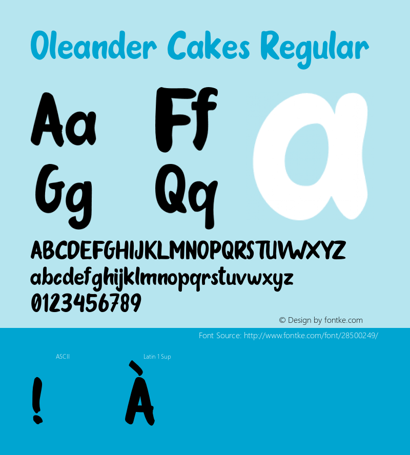 Oleander Cakes Version 1.00;January 20, 2019 Font Sample
