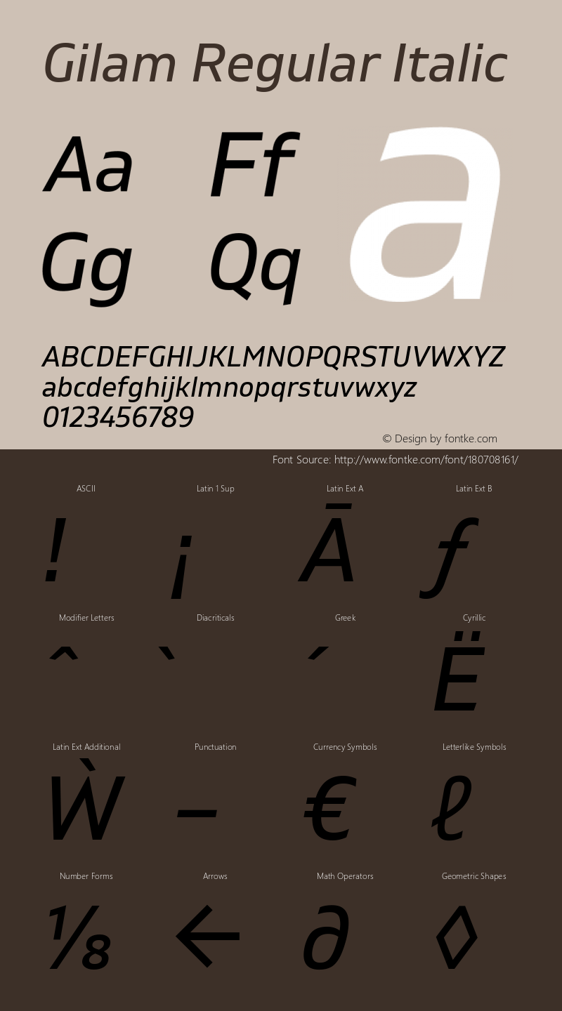 Gilam Regular Italic Version 1.000;PS 001.000;hotconv 1.0.88;makeotf.lib2.5.64775图片样张