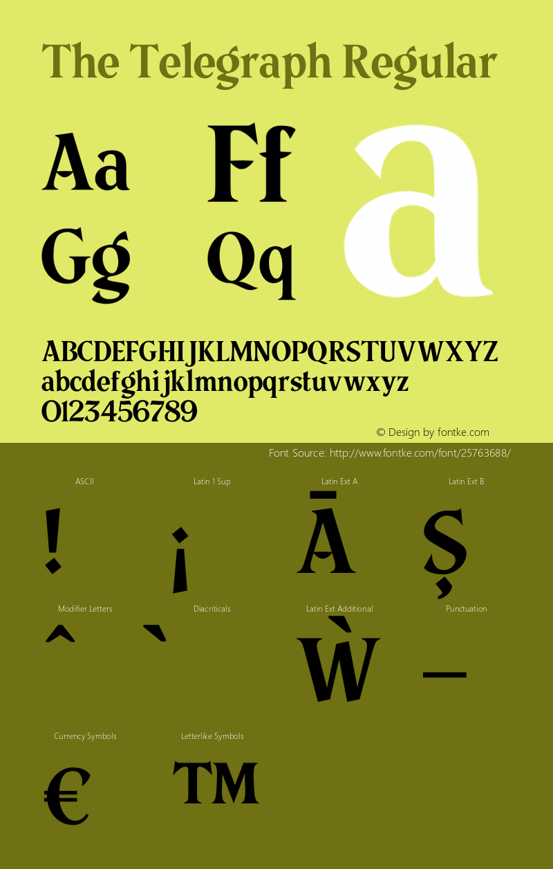 The Telegraph Regular Version 1.000 Font Sample