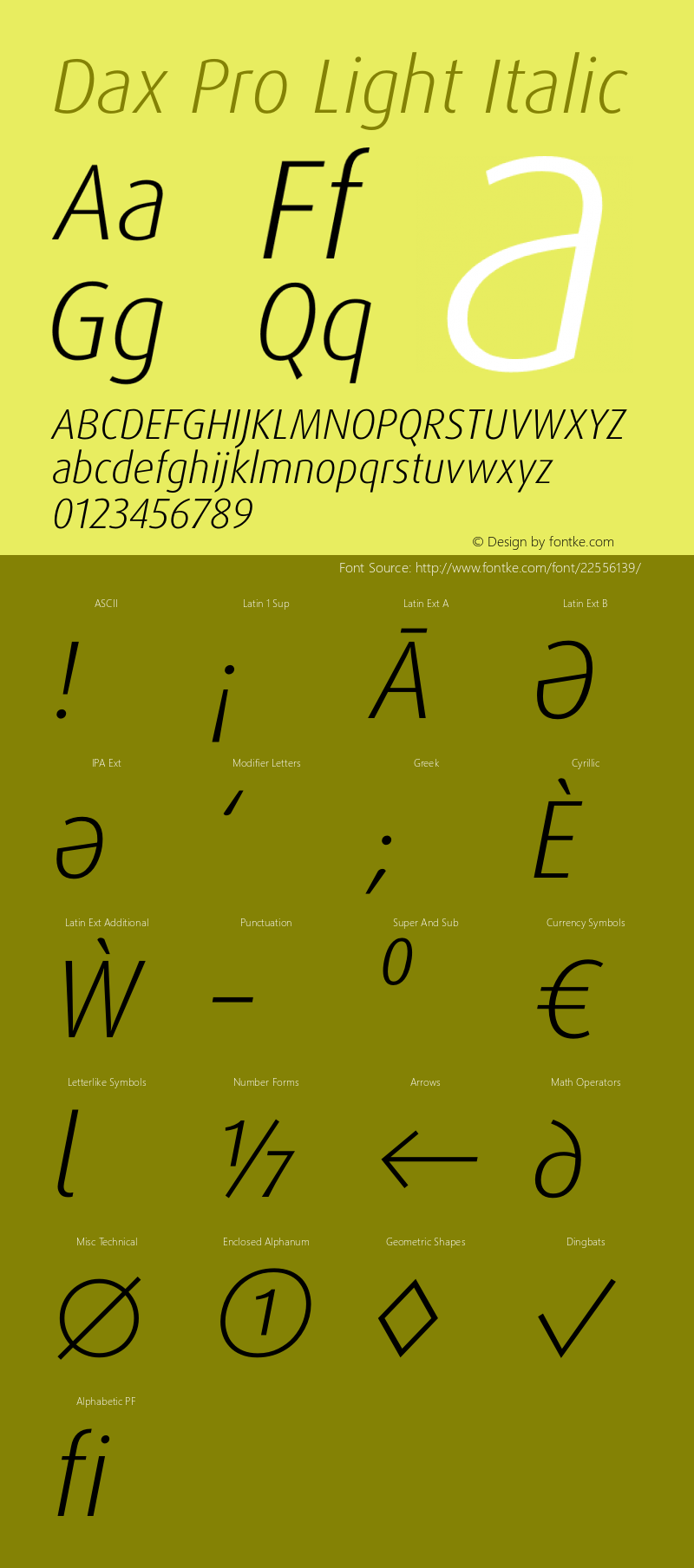 Dax Pro Light Italic Version 7.504 Font Sample