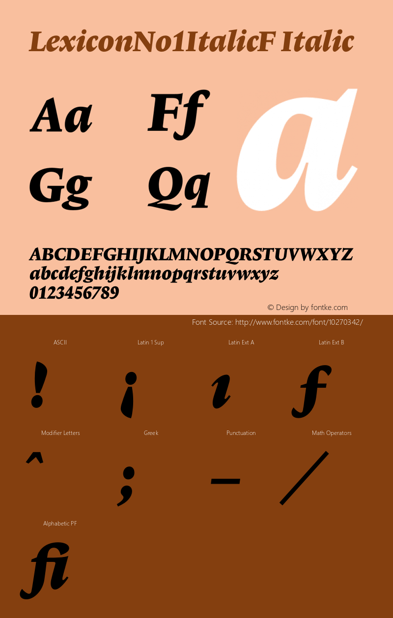 LexiconNo1ItalicF Italic 001.000 Font Sample