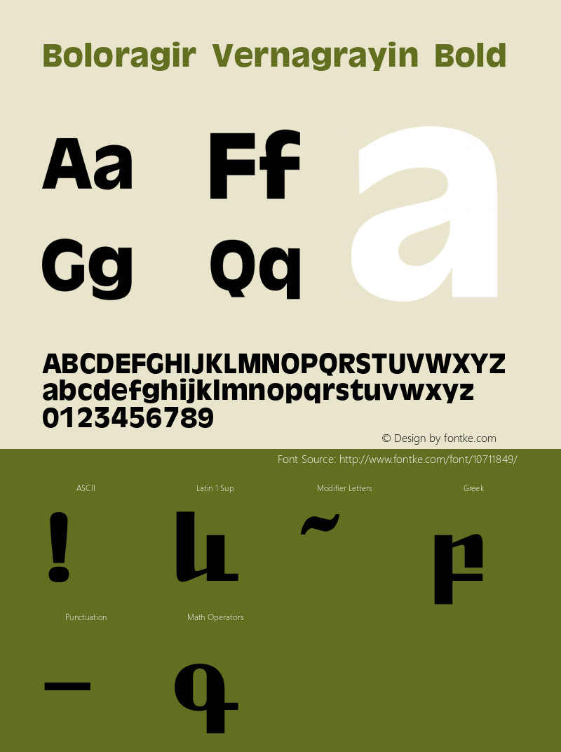 Boloragir Vernagrayin Bold OTF 2.900;PS 002.090;Core 1.0.29 Font Sample