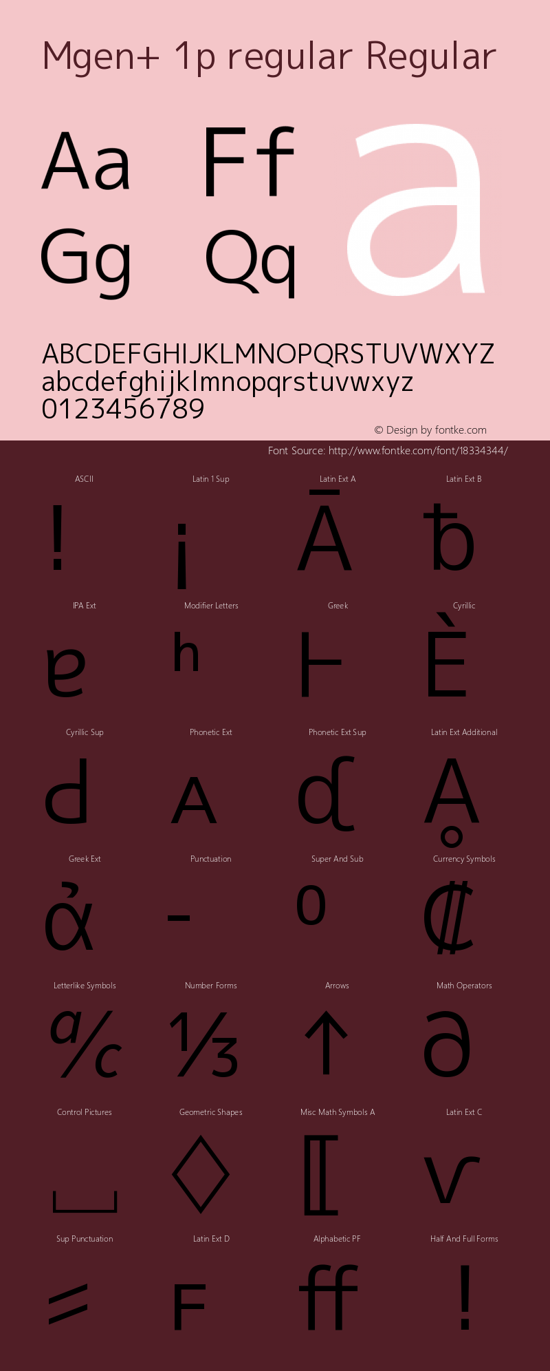 Mgen+ 1p regular Regular Version 1.059.20150602 Font Sample