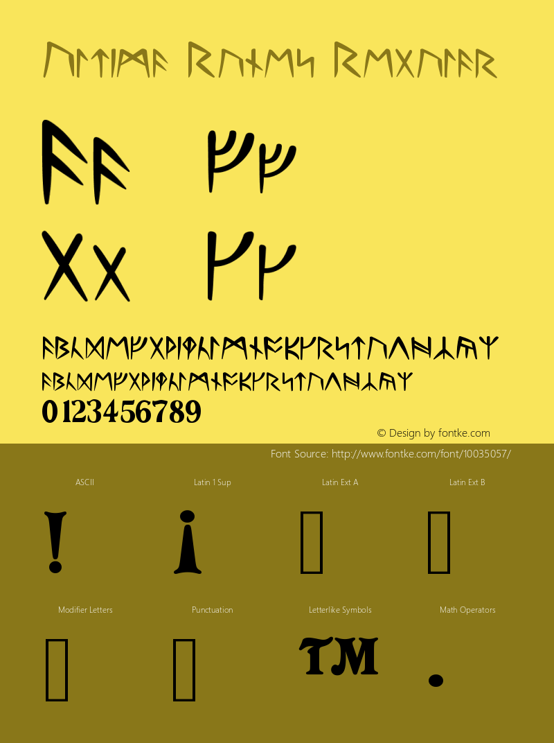 Ultima Runes Regular Unknown Font Sample