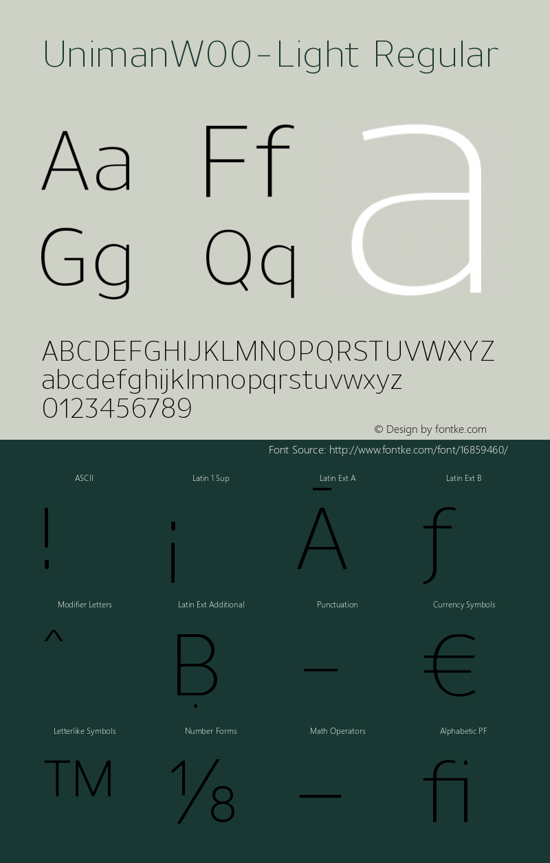 UnimanW00-Light Regular Version 1.10 Font Sample