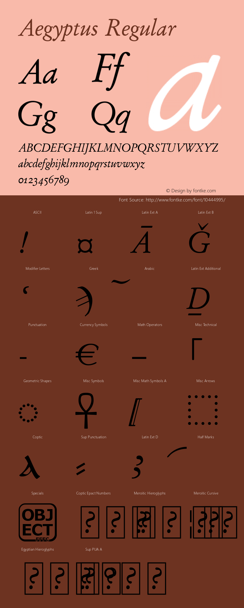 Aegyptus Regular Version 4.01 Font Sample