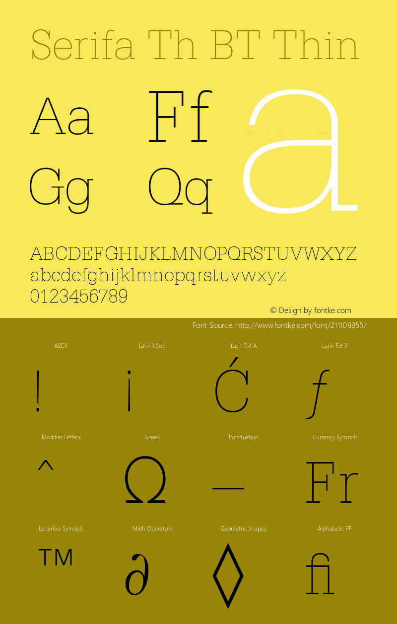 Serifa Th BT Thin Version 1.01 emb4-OT图片样张