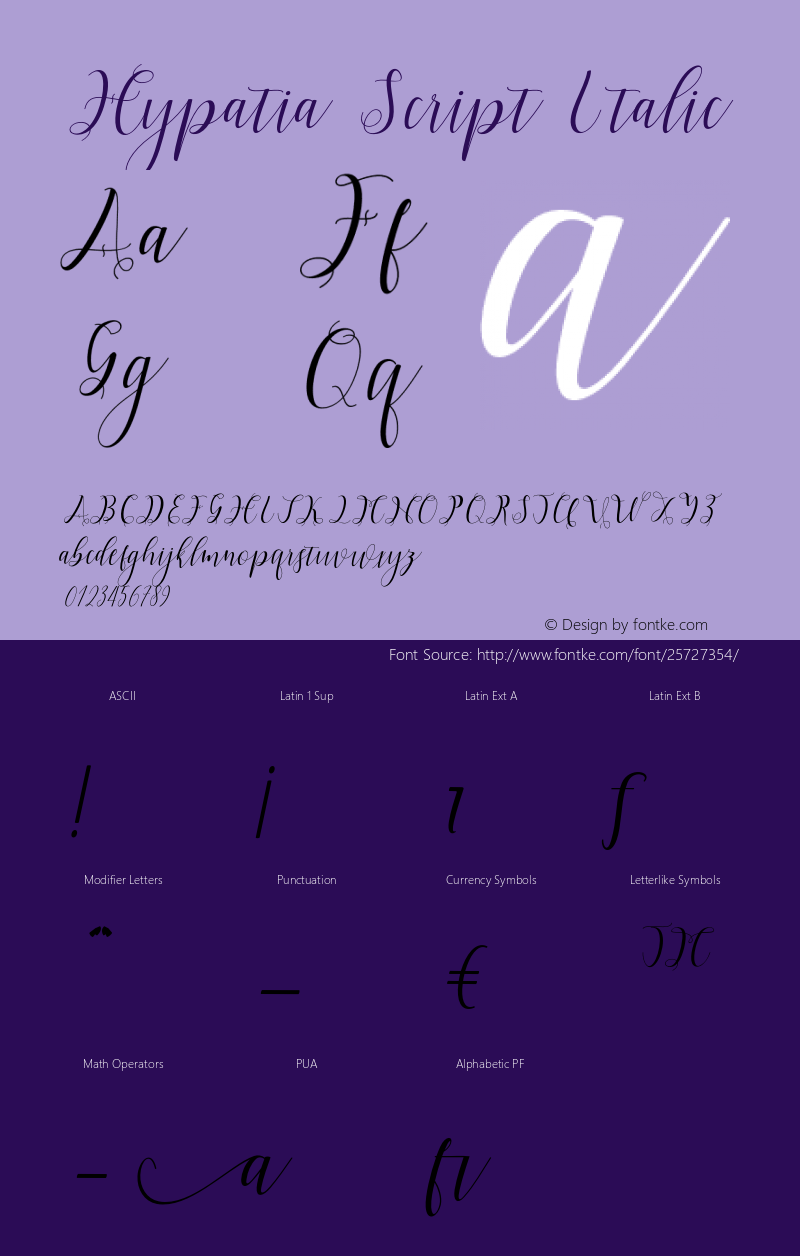 HypatiaScript-Italic Version 1.000 Font Sample