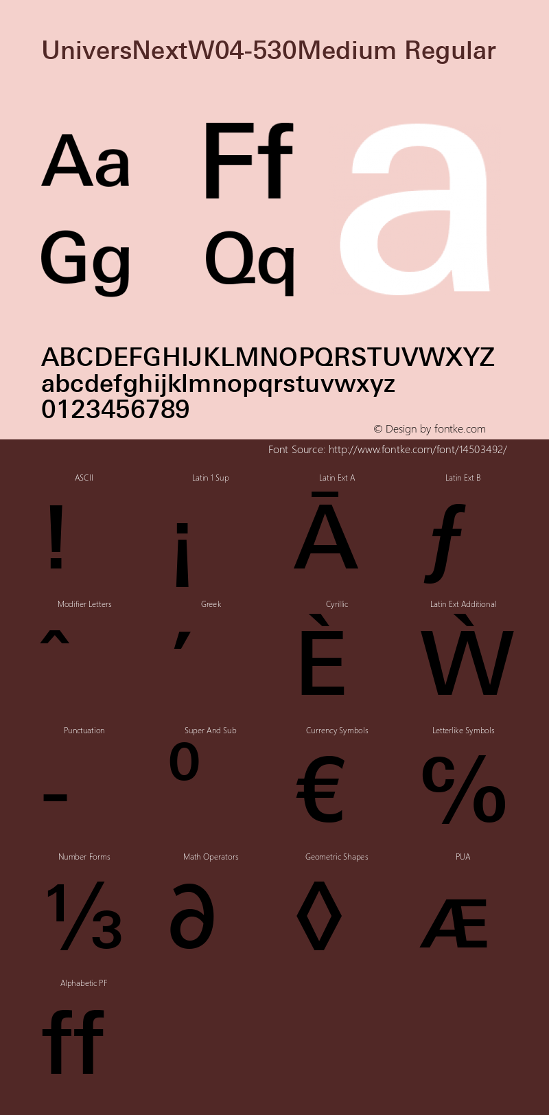 UniversNextW04-530Medium Regular Version 1.1 Font Sample