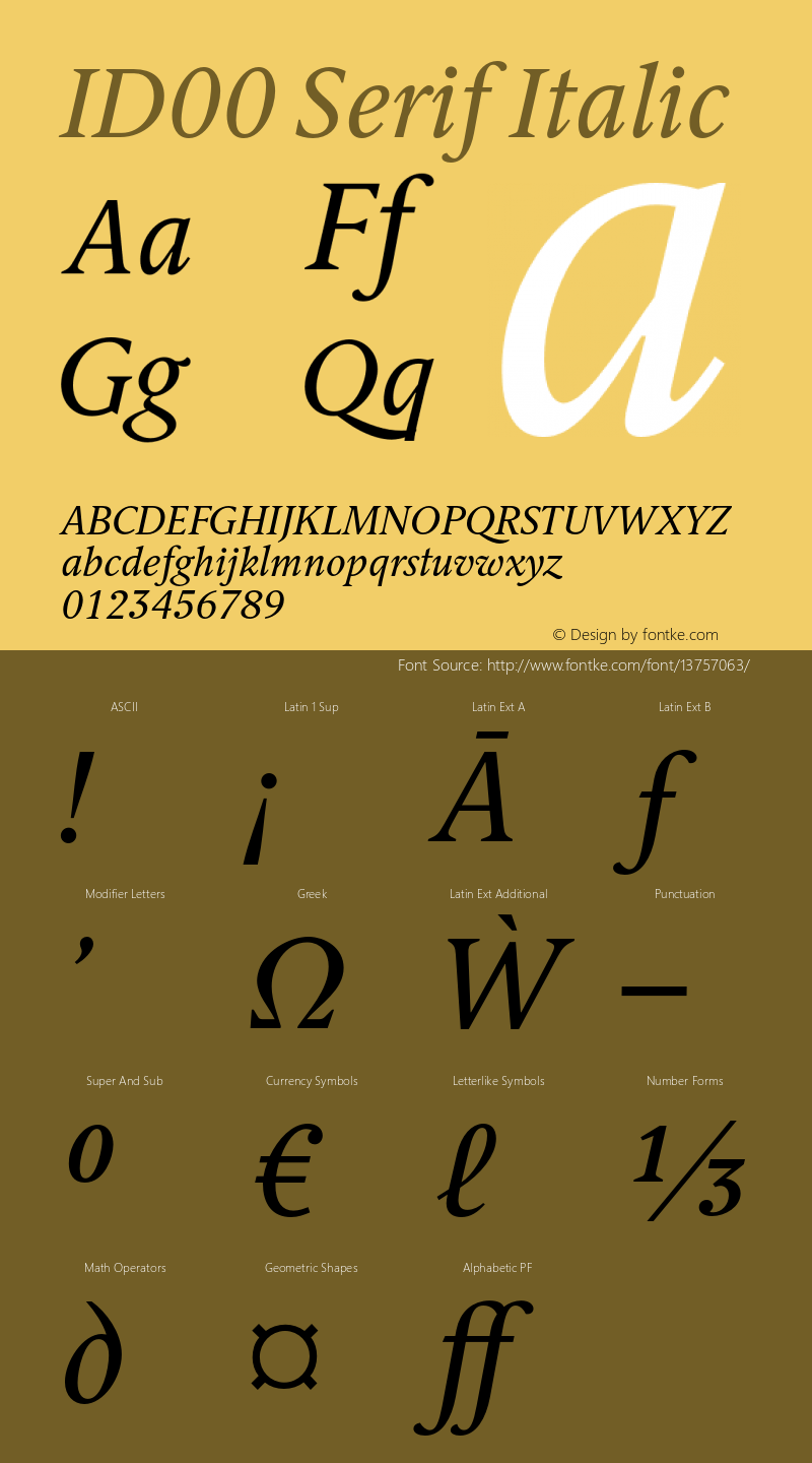 ID00 Serif Italic Version 1.001 Font Sample