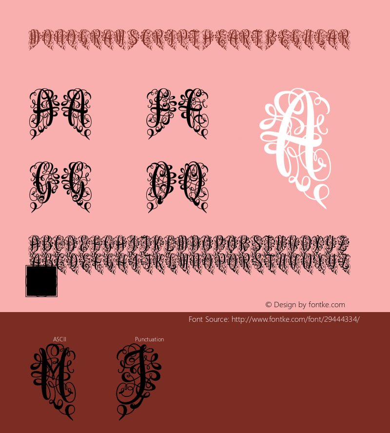 MonogramScriptHeart Version 1.000 Font Sample