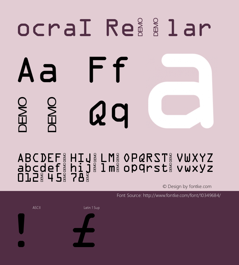 ocraI Regular Version 1.00 March 25, 2005, initial release Font Sample